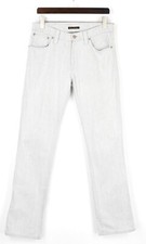 Nudie Jeans & Co. Slim Jim Ecru Black Hommes W33/L34 Gris Clair Braguette Zip