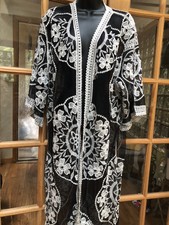Vintage Style Dentelle Kimono Robe Chiffon Noir et Blanc