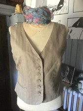 Gilet de serveur lin et coton camel .t 44 .(V/GO)