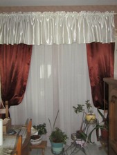 ensemble 2 x 2 panneau rideaux aspect satin marron et beige 