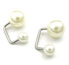 Body Piercing Stainless Steel Imitation pearls Bending Bar womens stud Earrings