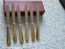 6 COUTEAUX A ENTREMETS INOX MANCHES EN OS SCHNERE- COMPTOIR CARDINET PARIS 