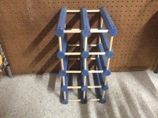 Wooden Wine Rack 8 Bottle Bar Kitchen Storage Holder Home Decor Wood Blue/Cream