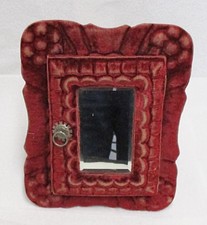 VINTAGE PICTURE FRAME RED CLOTH WITH MIRROR AND STAND