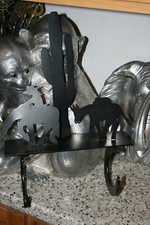 WESTERN COWBOY METAL HEAVY SHELF COAT RACK COWBOYS CACTUS HORSE SHOE WALL DECOR