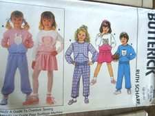 4058 PATRON BUTTERICK VINTAGE  CREATIONS PANTALON SWEAT JUPE SPORT 2 AU 4 ANS   