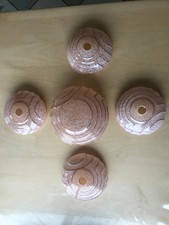 5 COUPELLES EN VERRE ÉLÉMENTS POUR LUSTRE ANNÉES 1940 VINTAGE ROSE Motif CLICHY