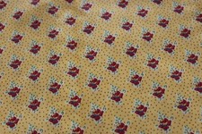 coupon tissu  Ancien fond jaune fleurettes 60 cm x 150 cm