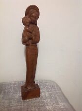 SCULPTURE De La VIERGE À L’ENFANT En Bois D’olivier- Hauteur 32 cm