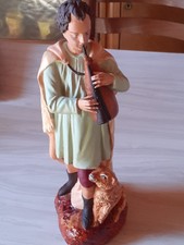 Santon De Crèche 27 Cms  BERGER Qui Joue Du Biniou Et Son Chien