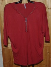 Tee-shirt zippé uni manches chauve-souris paprika blancheporte t 46/48