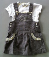 SUCRE D ORGE robe jeans + tee-shirt assorti liberty jaune 6 mois TBE