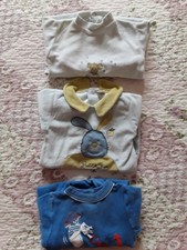 3 pyjamas grenoullières 1 mois garçon velours éponge bleu ciel vert bleu foncé