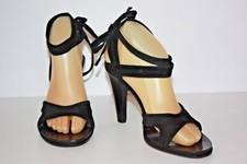 LOEWE  Sandales Luxe Lanières Cuir Noir Talons Hauts T 39 TBE