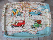 Table de lit vintage 1950 pliante avec plateau en étain et carte du...