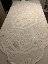 Belle Nappe Couverture Ancienne Couvre lit fait main au Crochet Vintage/3782M0