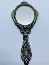 ANCIEN MIROIR A MAIN  EN BRONZE DECOR ANGE
