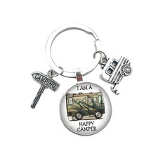 Porte-clés, Bijou de Sac imprimé camping-car, I am happy camper.