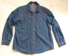 Maxjin surchemise chemise ample en denim jean décorée strasses XXL