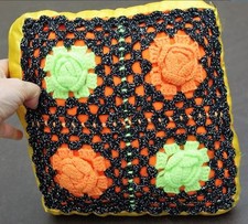 Coussin au crochet années 60/70 seventies vintage