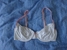 Soutien gorge à armatures blanc & rose pastel coton forme corbeille DIM 85 C TBE