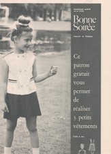 ▬►Patron Couture Bonne Soirée N°2356 - 1967 - 3 Petits vêtements - T. 6 à 10 ans