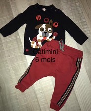 CATIMINI 6  MOIS Garçon : T Shirt + Pantalon De Jogging hiver chien dog