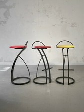 1980 3 TABOURETS STOOLS BAR MODERNISTE MEMPHIS Mourgue Wilmotte Starck Sottsass