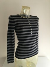CAROLL PULL RAYE NOIR ET GRIS TAILLE 36 EXCELLENT ETAT