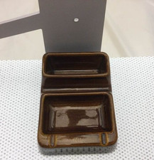 cendrier  publicitaire vintage année 60  Allia  marron en céramique 18 x 12x 6cm