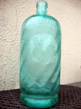 ancien siphon bouteille eau de se Seltz a décor de Coq     Louis Beaucourt 