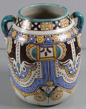 VASE ANSE Polychrome Peint Main Ceramique Ancien Decoration Interieur Poterie F