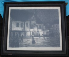 Lithograph Norway det gamle raadhus radstuplassen Bergen roadhouse old town hall