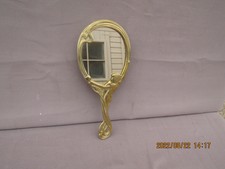 ancien jolie miroir, face a main, style art-nouveau, en laiton et verre XXéme