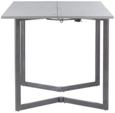 Table Console Plateau Blanc en Bois Structure Métallique Pliable sur sa Largeur 