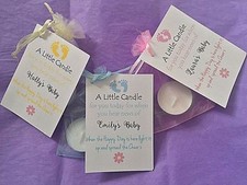 Acheter 2 +1 gratuit Baby Shower CANDLE tea light faveurs Bleu Guest MERCI cadeaux