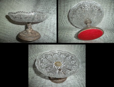 Jolie Petite Coupelle sur Pied en Cristal et Métal Argenté/Ht:9cm