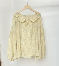 Blouse lin brodée retro Mori ancienne shabby chic vintage boheme grande taille