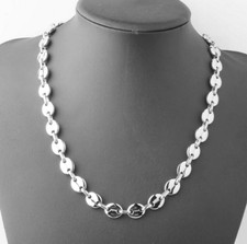 ►NEUF ! MAGNIFIQUE CHAINE COLLIER GRAINE DE CAFE 55CM PLAQUE ARGENT LUXE 2022 !◄