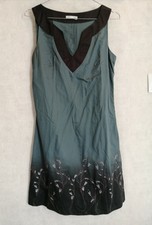 Robe Promod T36 - Robe bleu vert droite 100% coton + perles (1904006)