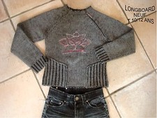 BEAU PULL DE MARQUE *LONGBOARD * GRIS + ZIP 10/12 ANS 34/36 NEUF MIXTE 15% LAINE