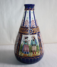 Vase en faïence HB Quimper, décor perlé, hauteur 25 cm parfait état