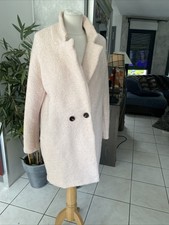 Manteau veste longue DAPHNEA taille M rose pale bouclette bon etat