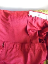 Lot x 2 anciens rideaux occultants damas rouge anneaux masqués  140 x 220 cm TBE