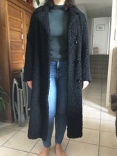 manteau Noir En Véritable Fourrure Astrakan Taille 44/46 En Très Bon État