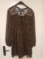 Joli ZARA Basic Z1975 Denim noir Avec Imprimé Robe, taille XS