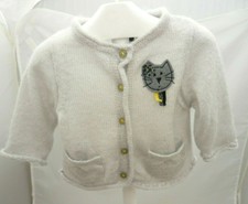 Sergent Major veste laine fine grise motif chat bébé 6 mois