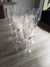 6 Flûtes A Champagne 17 Cl Cristal D'arques Modèle Fleury Epi