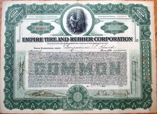 1917 Stock Certificate: 'Empire Tire & Rubber Corporation' - Virginia VA