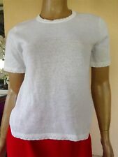 PULL PRINTANIER BLANC  MANCHE COURTE NEUF T M  38/40